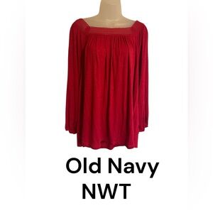 NWT  Old Navy Red Crochet Square-Neck Peasant Top   SIZE: 2X    #K